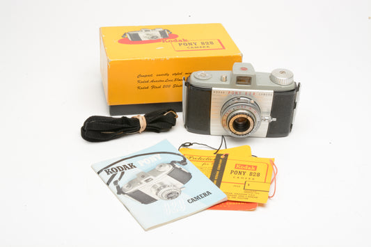 Kodak Pony 828 camera, boxed, manual+strap, works