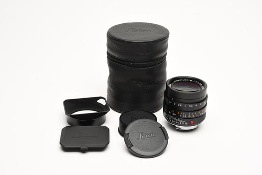 Leica Summilux-M 35mm ASPH/FLE-I 6-Bit E46 lens #11663 w/hood, case+caps, Sharp!