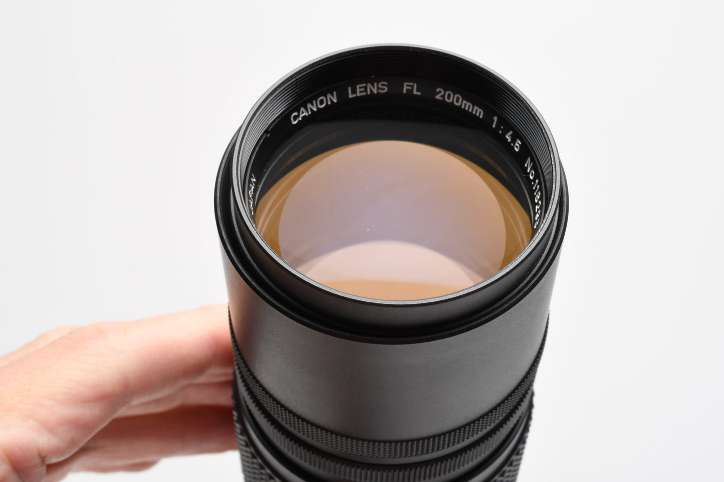 Canon FL 200mm f4.5Telephoto lens for Canon FD mount, Case+Caps, Mint-