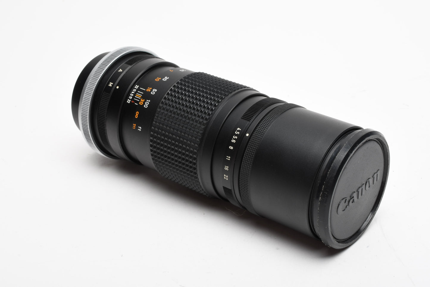Canon FL 200mm f4.5Telephoto lens for Canon FD mount, Case+Caps, Mint-