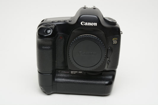 Canon EOS 5D 12.3MP DSLR w/BG-E4 Grip, Dual charger, 2Batts, tested, great