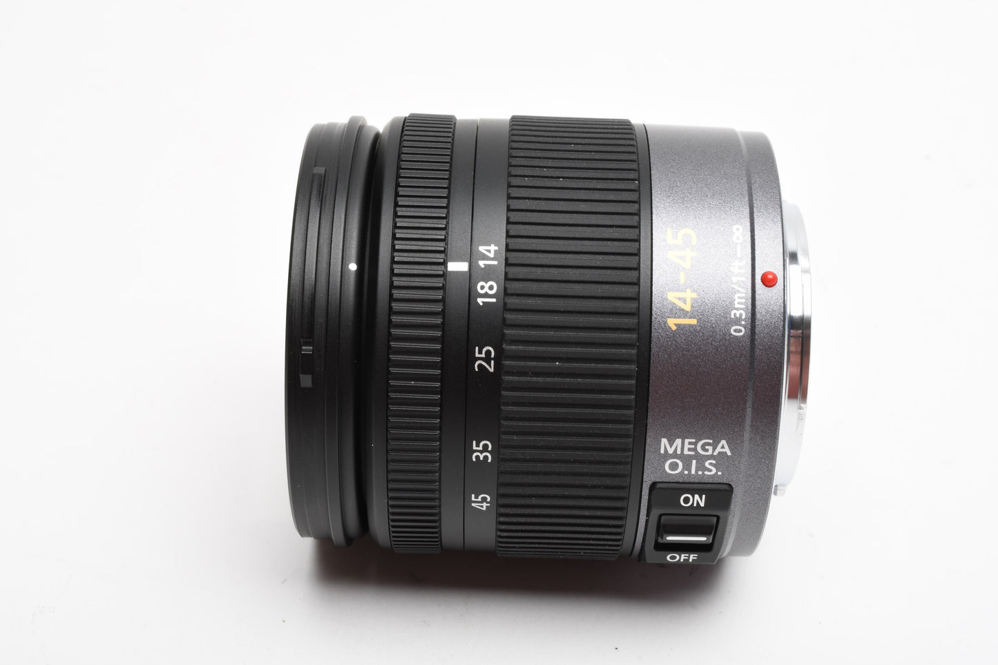 Panasonic Lumix G Vario 14-45mm F3.5-5.6 Mega O.I.S. Zoom, Hood, Pouch, Mint-