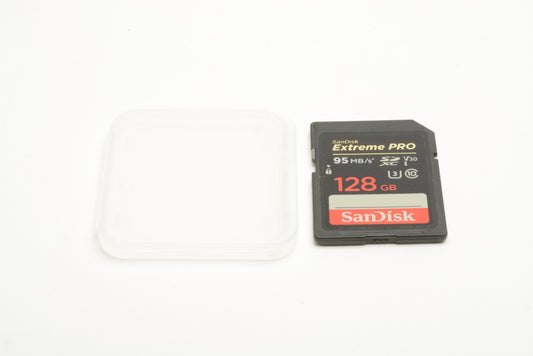 Sandisk Extreme Pro 95MB/SSD XC V30 128GB SD card, formatted, very clean