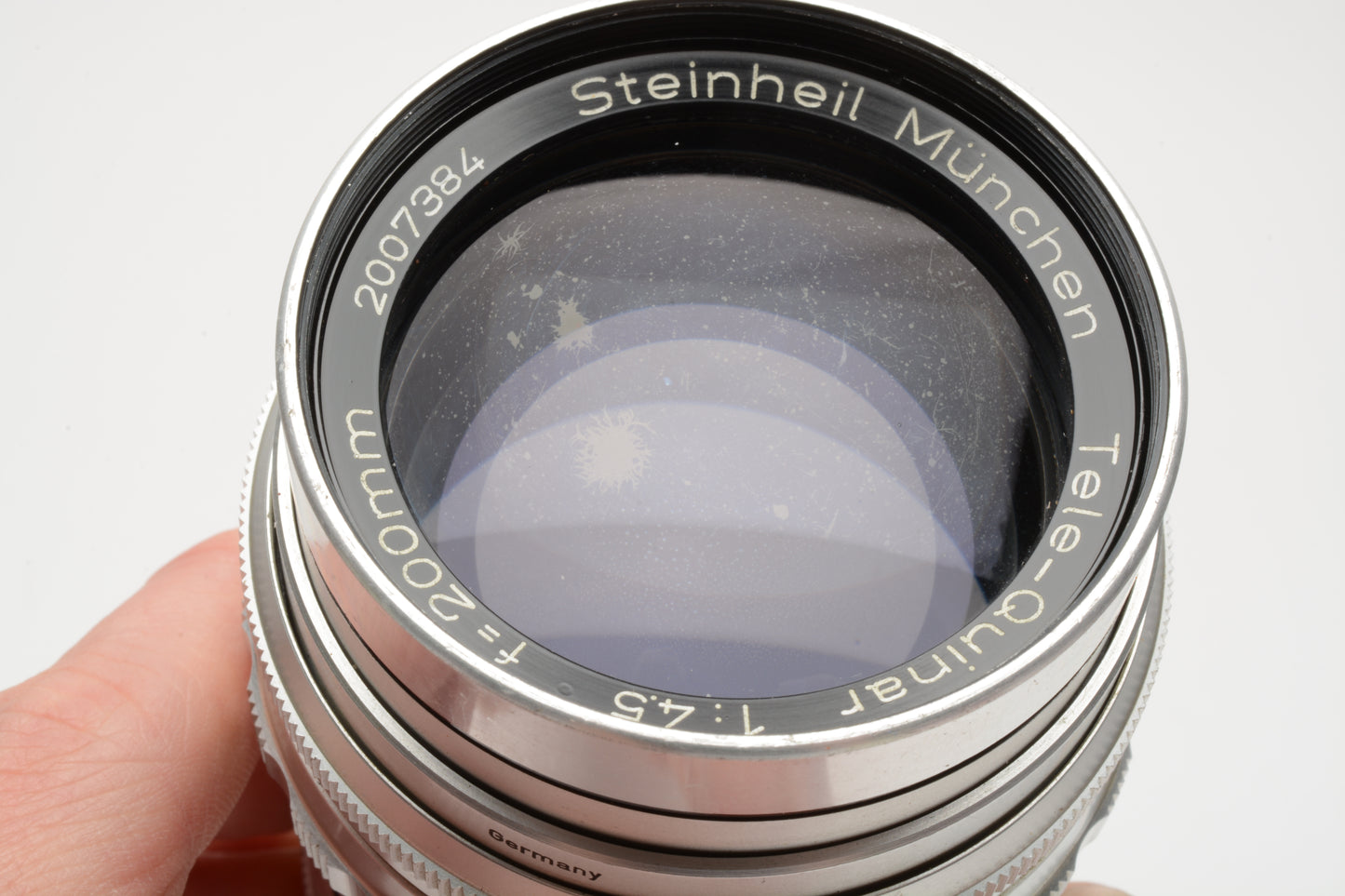 Steinheil München Tele-Quinar 200mm f4.5 Exakta Mount Lens, Hood+case *Read