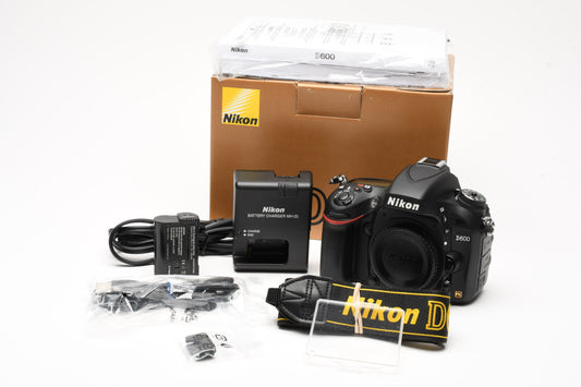 Nikon D600 DSLR Body w/Batt, charger, Only 5489 Acts!! Mint- USA Boxed