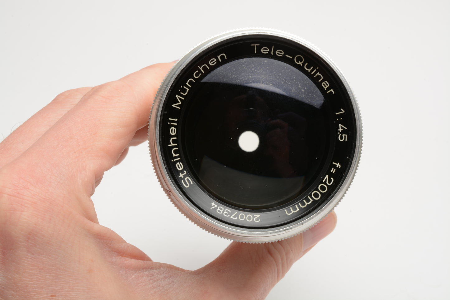 Steinheil München Tele-Quinar 200mm f4.5 Exakta Mount Lens, Hood+case *Read