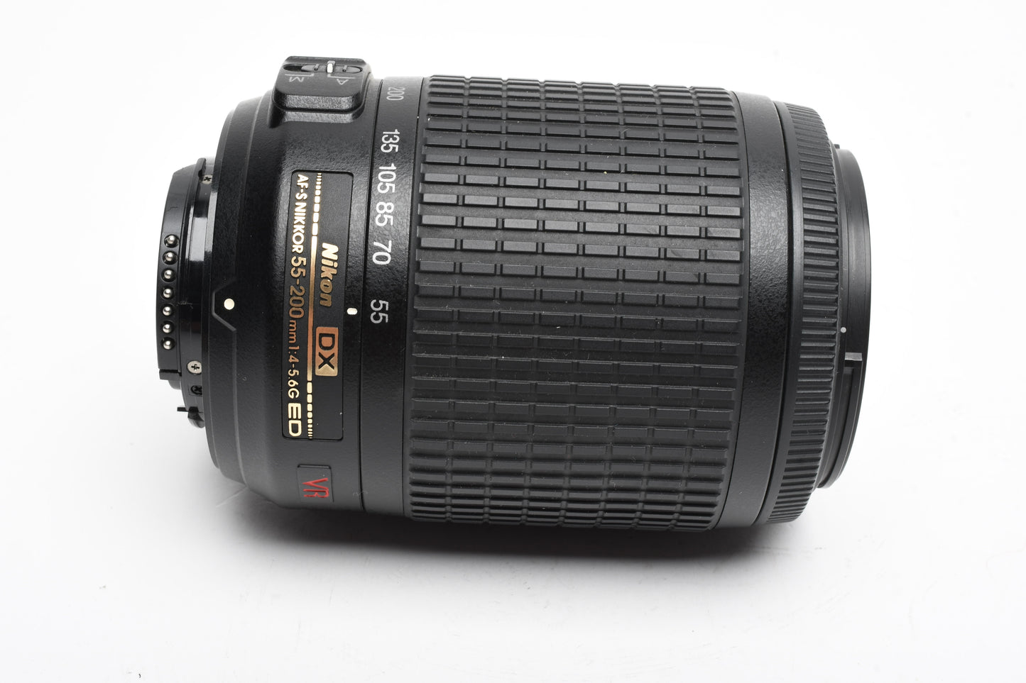 Nikon AFS Nikkor 55-200mm F4-5.6G ED DX VR zoom lens, hood, caps, Mint-