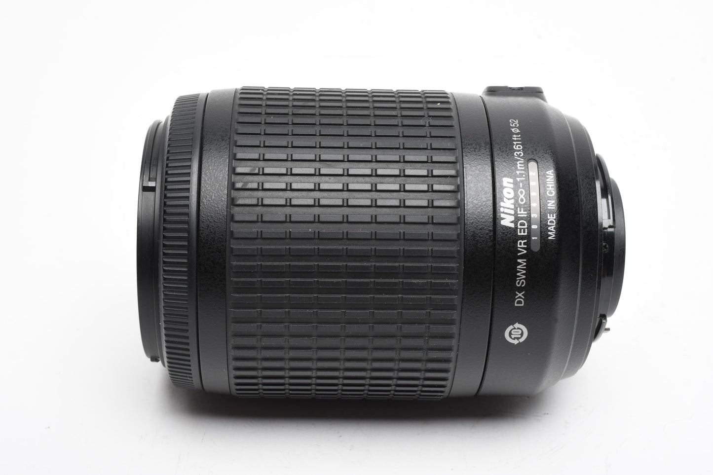 Nikon AFS Nikkor 55-200mm F4-5.6G ED DX VR zoom lens, hood, caps, Mint-