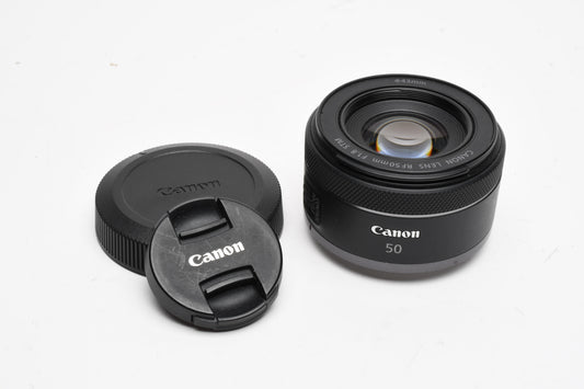 Canon RF 50mm f1.8 STM Prime lens, caps,Tested