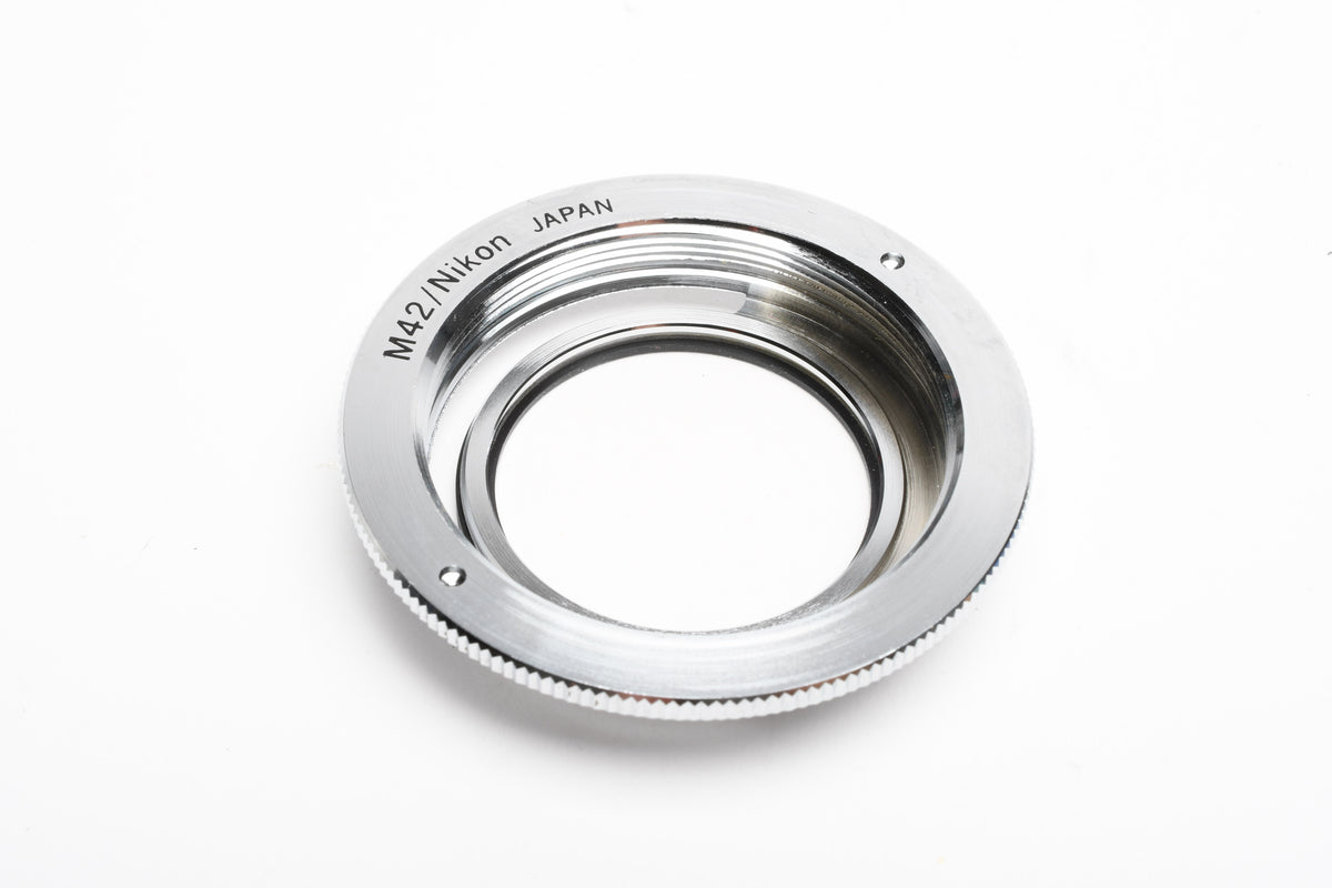 M42 lens to Nikon F Mount Adapter Ring w/Infinity focus glass, Very clean