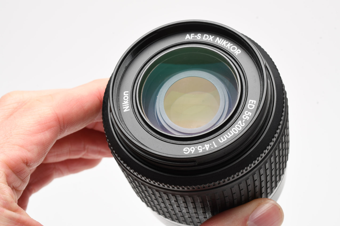 Nikon AFS Nikkor 55-200mm F4-5.6G ED DX VR zoom lens, caps, hood, Nice