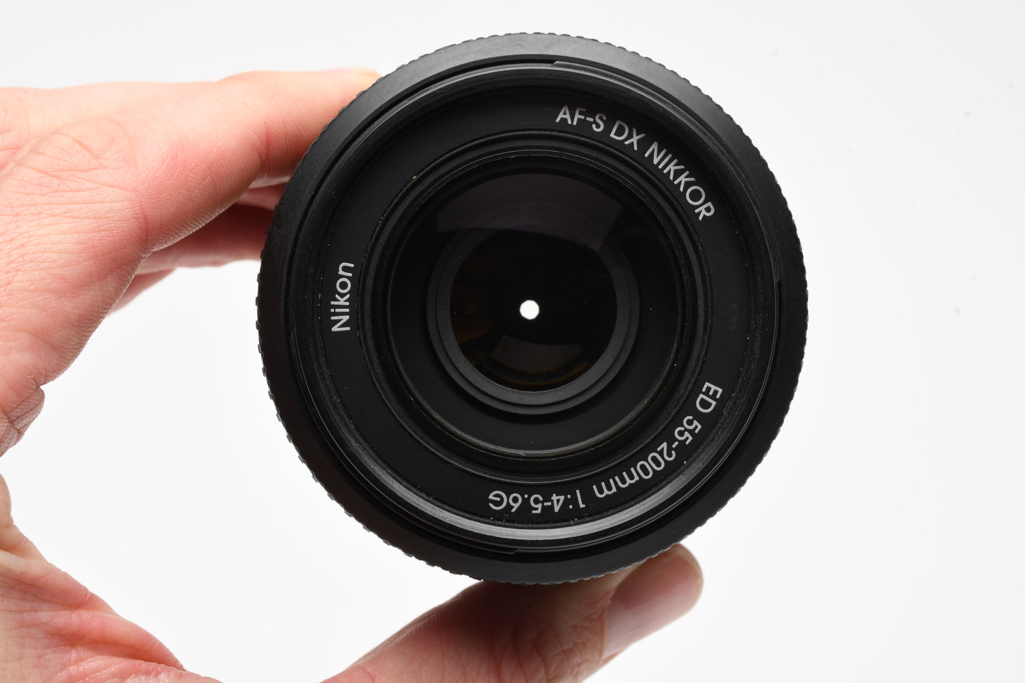 Nikon AFS Nikkor 55-200mm F4-5.6G ED DX VR zoom lens, caps, hood, Nice