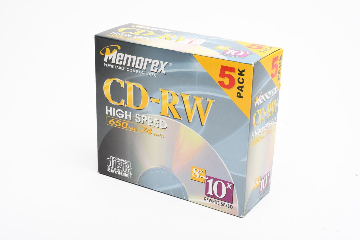 10X Memorex CD-RW 650MB 74min Recordable CDs, New
