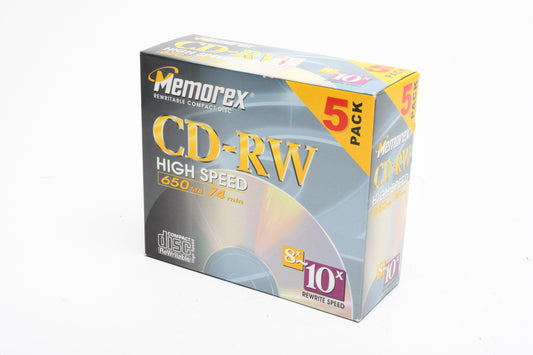 10X Memorex CD-RW 650MB 74min Recordable CDs, New