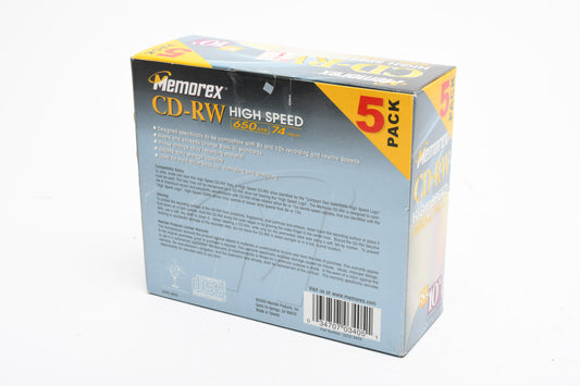 10X Memorex CD-RW 650MB 74min Recordable CDs, New
