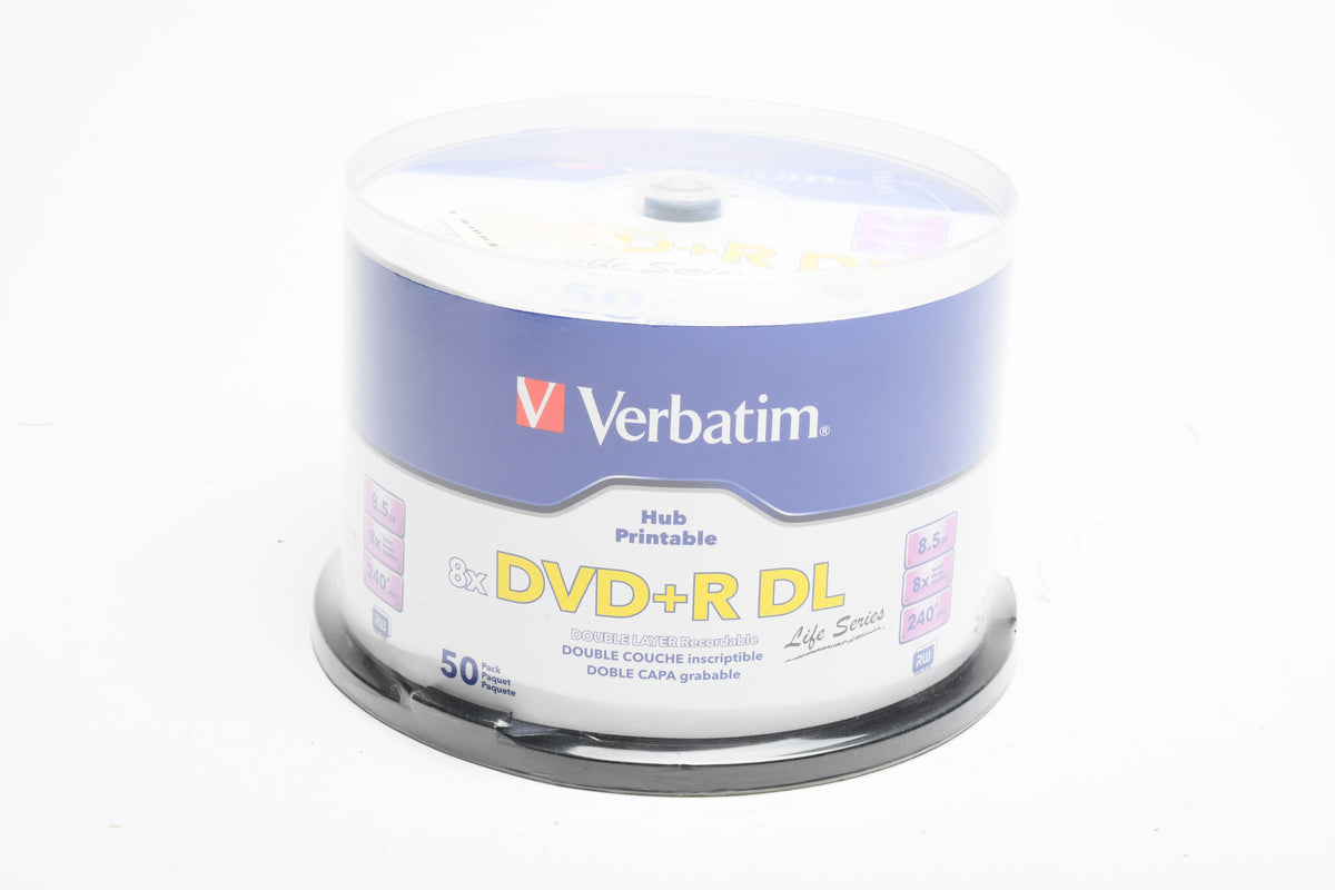 50X Verbatim DVD-R DL 8.5GB 240min Recordable DVDs, New
