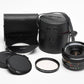 Konica Hexar 28mm f3.5 wide angle lens w/Skylight, Hood, Caps, Cases