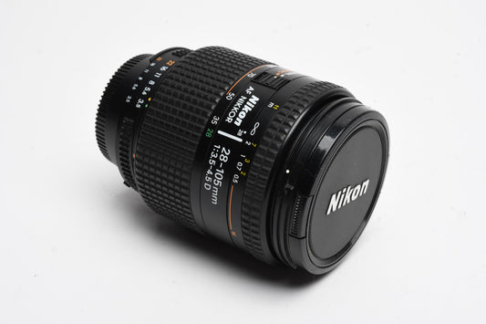 Nikon AF Nikkor 28-105mm f3.5-4.5D macro zoom lens, Caps, Nice