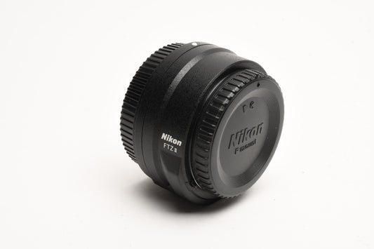 Nikon FTZ II Mount Adapter, caps, Mint-