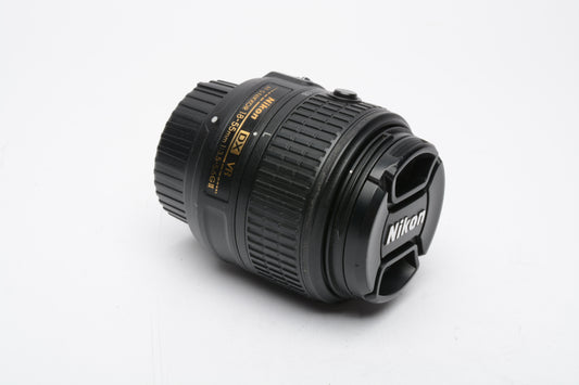 Nikon AF-S 18-55mm f3.5-5.6G II compact zoom lens, caps, Mint-