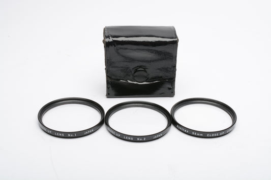 Vivitar 55mm Close-up lens set +1, +2, and +4 in pouch