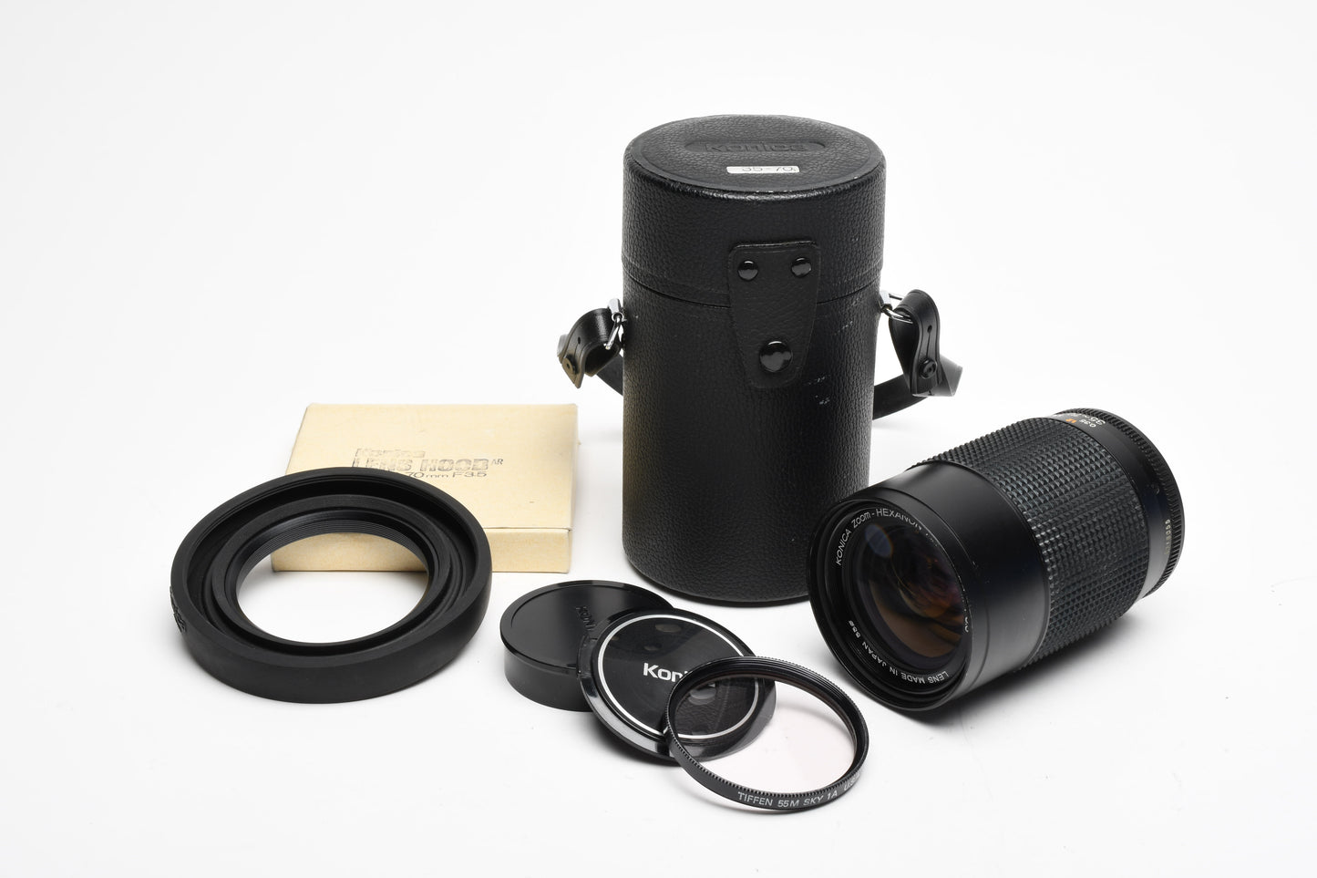 Konica Hexanon AR 35-70mm f3.5 Zoom Lens, Case, Hood, Sky, Great!