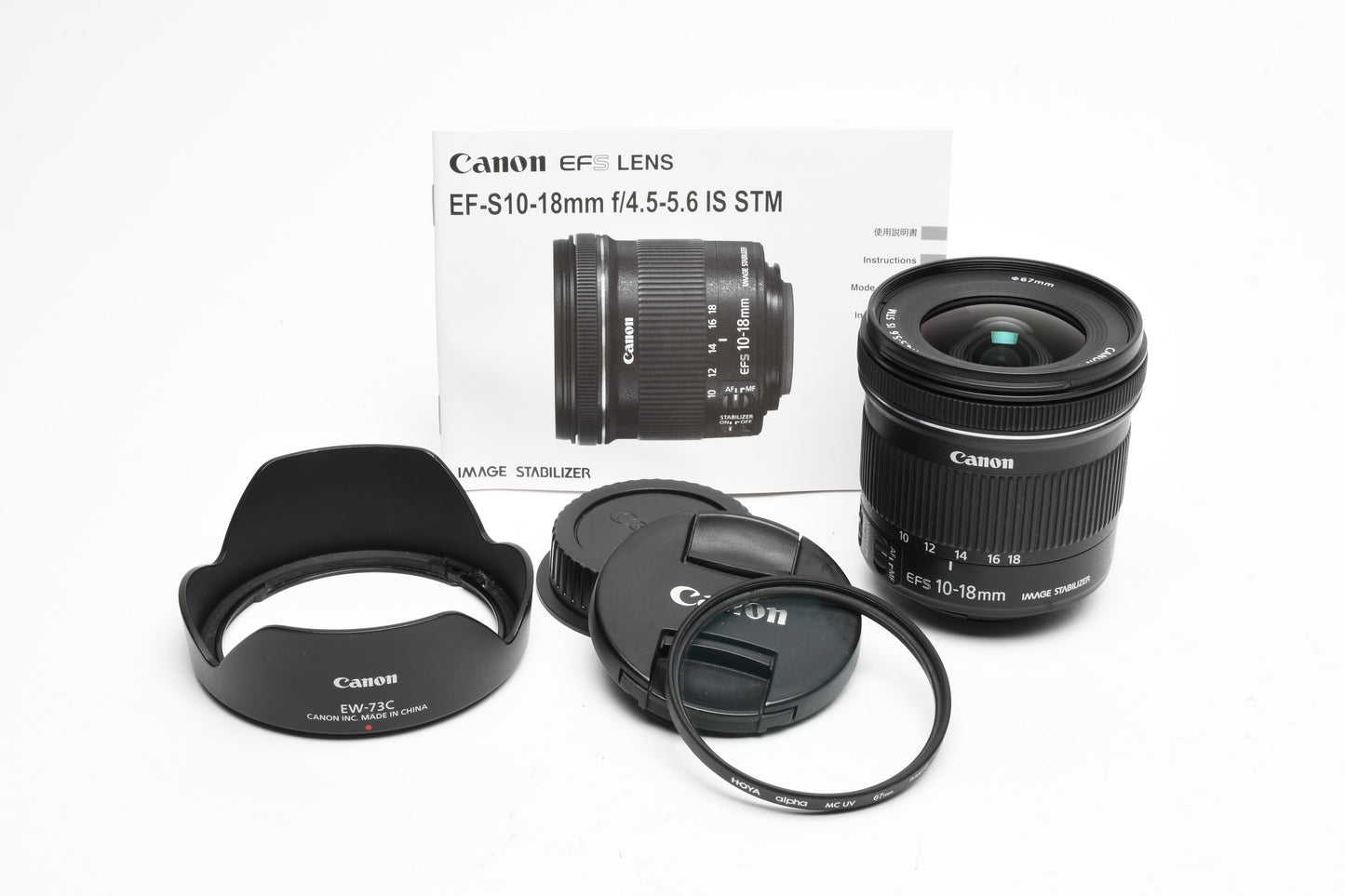 Canon EFS 10-18mm f4.5-5.6 IS STM Zoom Lens, w/Caps+UV+Hood, Mint-