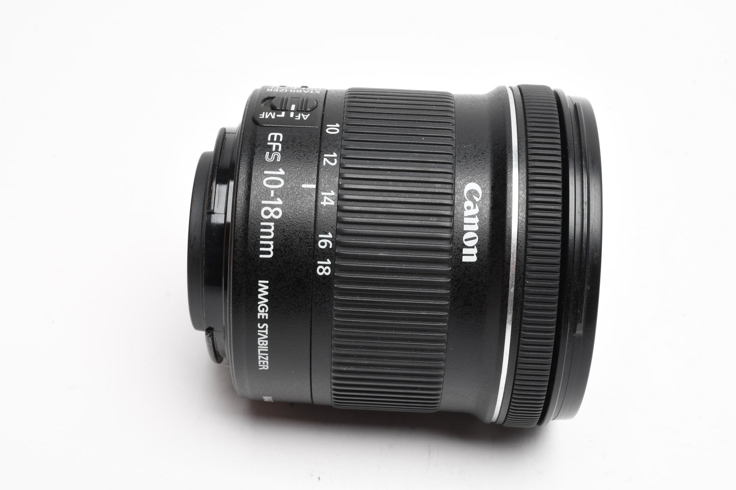Canon EFS 10-18mm f4.5-5.6 IS STM Zoom Lens, w/Caps+UV+Hood, Mint-