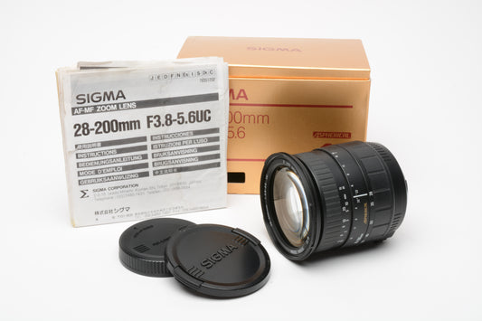 Sigma AF 28-200mm f3.8-5.6 UC Aspherical lens for Canon AF, Boxed, Compact