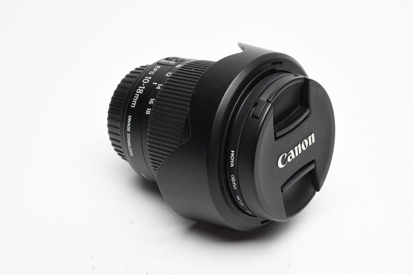 Canon EFS 10-18mm f4.5-5.6 IS STM Zoom Lens, w/Caps+UV+Hood, Mint-