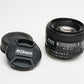 Nikon AF Nikkor 50mm f1.4D prime lens, very clean, nice prime lens w/caps