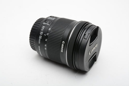 Canon EFS 10-18mm f4.5-5.6 IS STM Zoom Lens, w/Caps