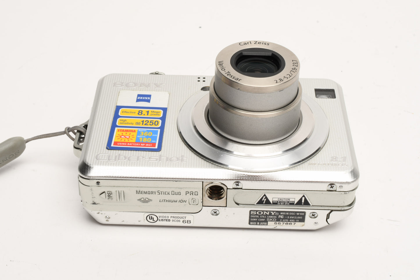 Sony DSC-W100 8.1MP Digital Point&Shoot camera, 2batts+charger, tested, boxed