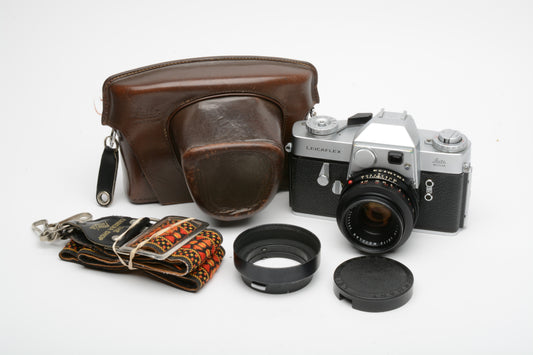 Leica Leicaflex w/Summicron 50mm f2 lens, hood, case, New seals, Great!