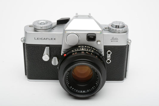 Leica Leicaflex w/Summicron 50mm f2 lens, hood, case, New seals, Great!