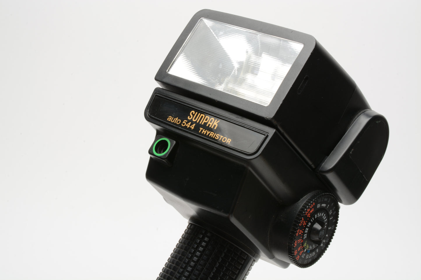 Sunpak Auto 544 Handle mount electronic flash, clean, tested, w/Bracket+Sync cord