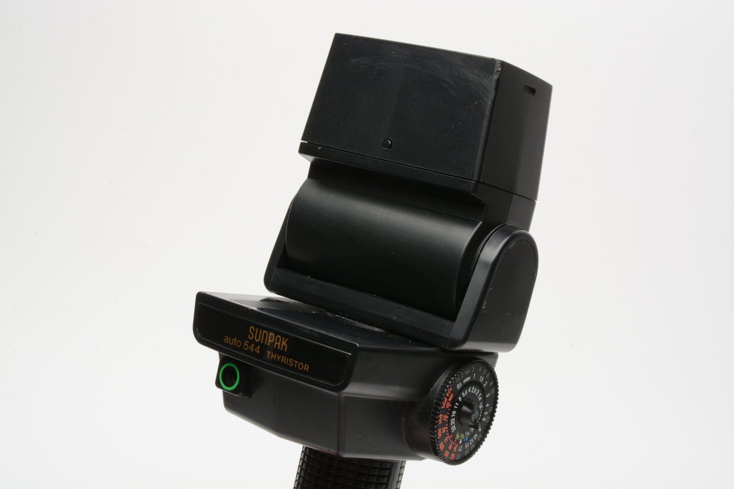 Sunpak Auto 544 Handle mount electronic flash, clean, tested, w/Bracket+Sync cord