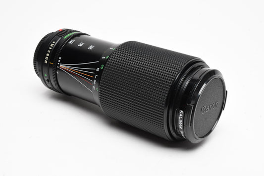 Canon FD 70-210mm f4 zoom lens, caps, pouch, sky filter, Nice