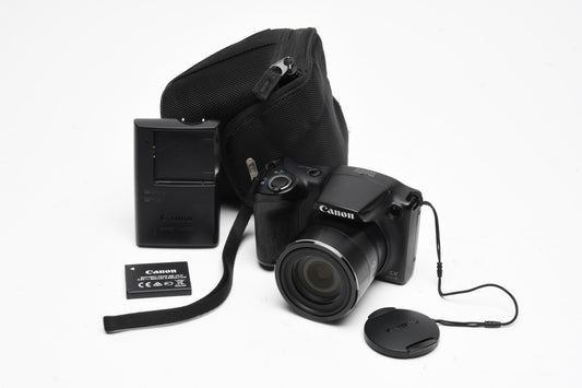 Canon PowerShot black SX410 IS digital Point&Shoot w/2batts + Case