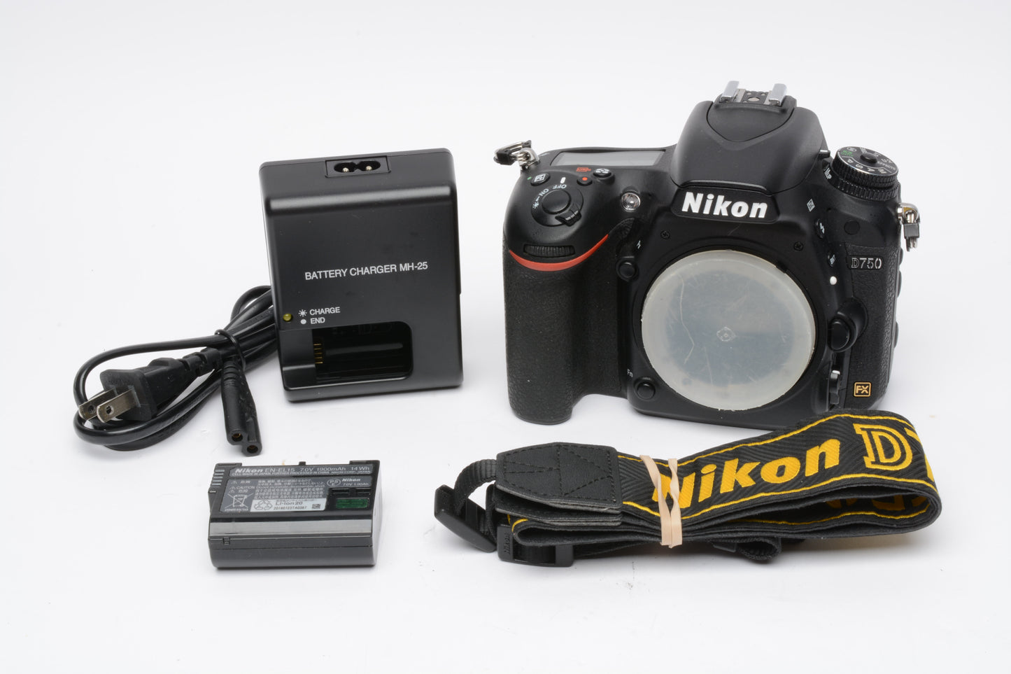 Nikon D750 DSLR Body, batt+charger+strap, clean, Only 5352 Acts!