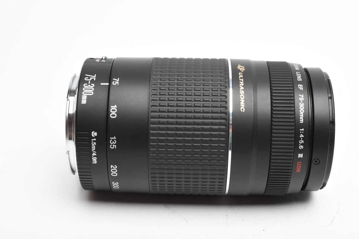 Canon EF 75-300mm f4-5.6 III USM Telephoto zoom lens, Caps