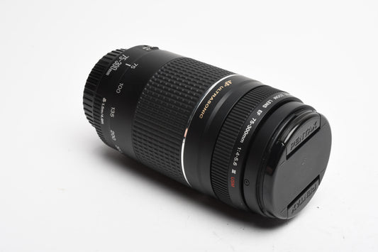 Canon EF 75-300mm f4-5.6 III USM Telephoto zoom lens, Caps
