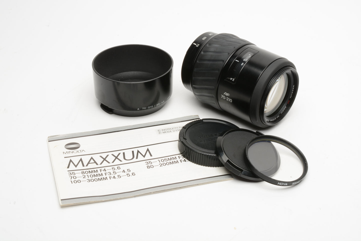 Minolta Maxxum AF 70-210mm f3.5-4.5 zoom, caps, UV, hood, Sony A mount