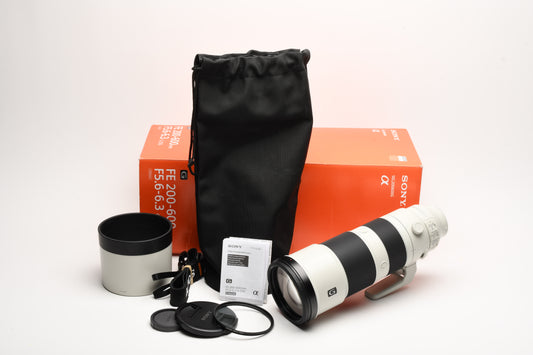 Sony FE 200-600mm f5.6-6.3 G OSS Mint- in box +UV, USA SEL200600G