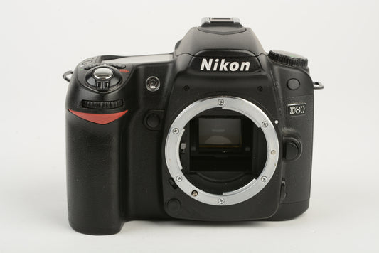 Nikon D80 DSLR body, batt+charger+book, Only 10K Acts, Nice!