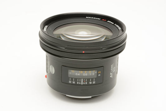 Minolta Maxxum AF 20mm F2.8 wide angle lens (SONY A /Minolta Maxxum mount), hood