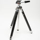 "M" aluminum vintage tripod w/accordion legs, pan head, case, nice!