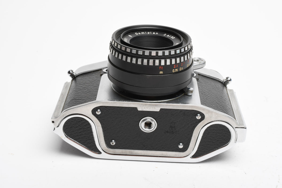 Meyer Optik Domiplan 50mm f2.8 lens w/Exa II body (Parts) & eveready case
