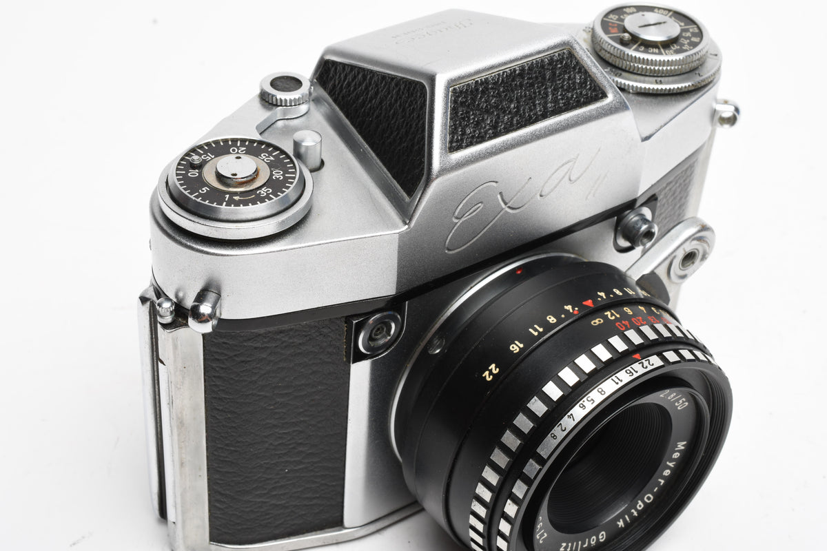 Meyer Optik Domiplan 50mm f2.8 lens w/Exa II body (Parts) & eveready case