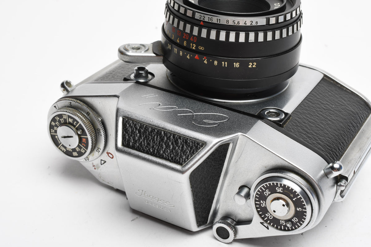 Meyer Optik Domiplan 50mm f2.8 lens w/Exa II body (Parts) & eveready case